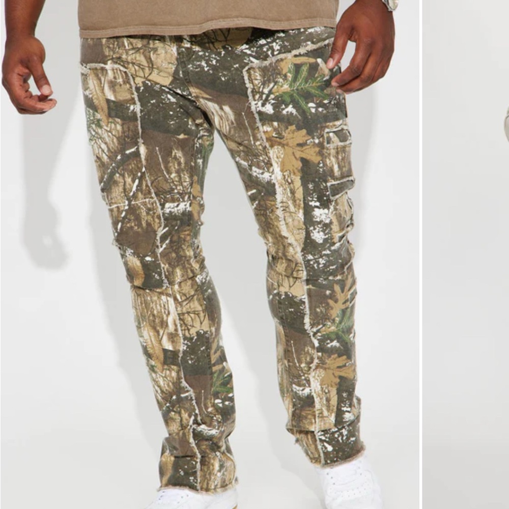 NovaMen In Action Camouflage Stacked Skinny Flare Jeans